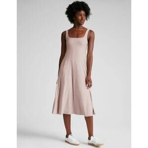 Beyond Yoga Featherweight At The Ready Square Neck Midi Dress Chai Size Small